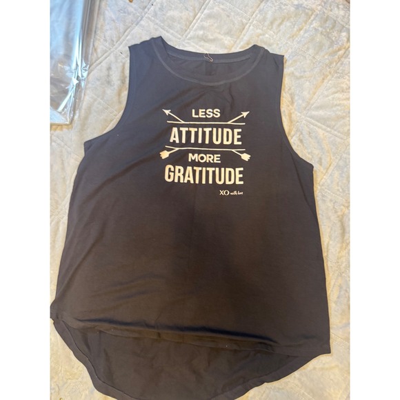 Less Attitude More Gratitude Black Sleeveless Tank Top Women's S - Picture 1 of 3
